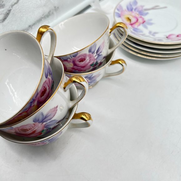 21 Pc Occupied Japan Tea Set Made 45-52 By Corona Large Floral Vintage Hand Pain - Picture 9 of 16